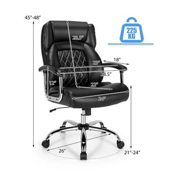 Costway 500LBS Adjustable Office Chair Adjustable Leather Task Chair Black