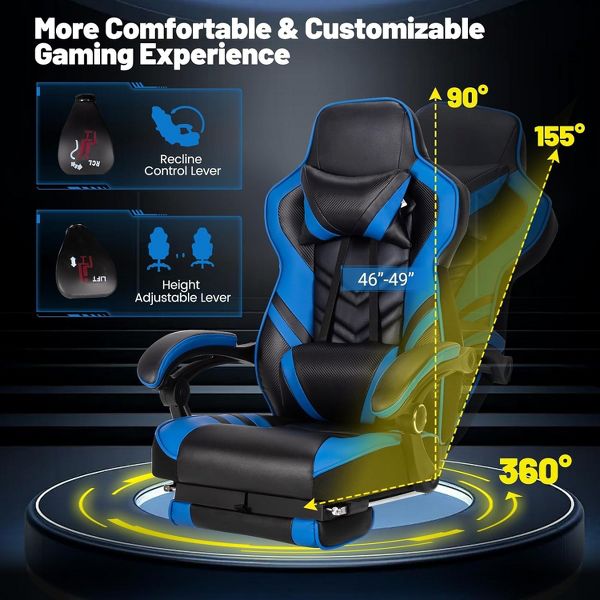 Costway Office Computer Desk Chair Gaming Chair Adjustable Swivel w/Footrest Black