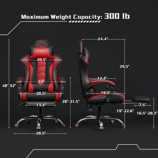 Yaheetech Adjustable Computer Chair with Footrest and Lumbar Support Black
