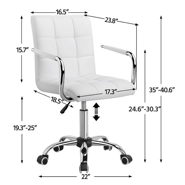 Yaheetech Modern Office Chair Height Adjustable Swivel Chair Mid Back PU Leather Chair, Black