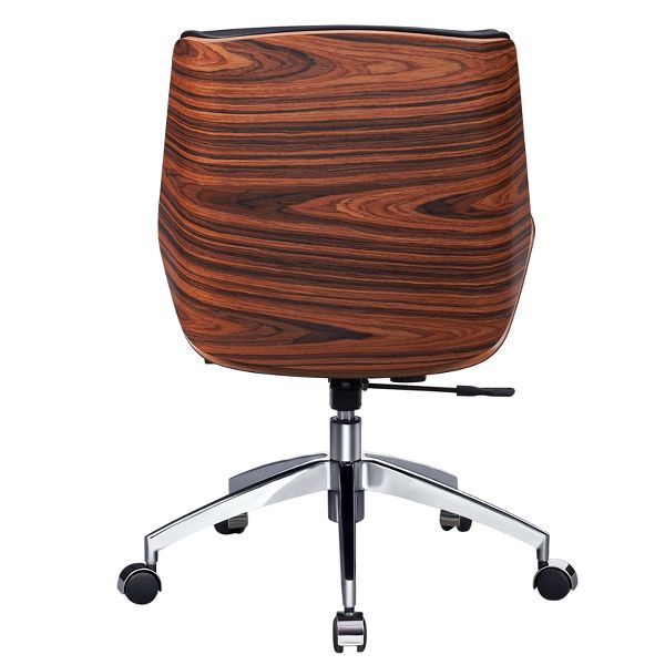HomeRoots Black Rosewood and Silver Adjustable Height Swivel Rolling Conference Office Chair