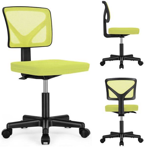 JIONJOY Armless Mesh Office Chair - Adjustable Height Rolling Desk Chair for Small Space, Dorm, Home Office | Black