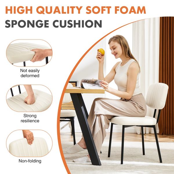 Bestier Armless Office Chairs, Mid-Century Modern Upholstered Living Room Accent Chairs with Faux Leather Cushion Seat