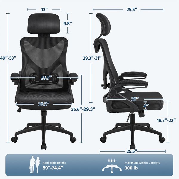 Yaheetech High Back Office Chair Computer Chair with Armrest Black