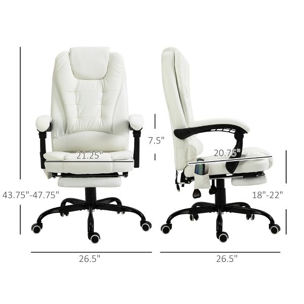 Vinsetto 7-Point Vibrating Massage Office Chair Computer Chair with Lumbar Support, Footrest, Reclining Back, Adjustable Height, Black
