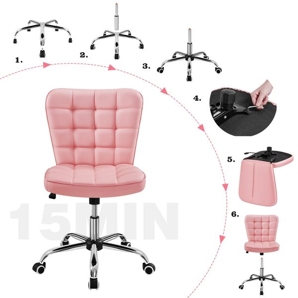 Yaheetech Modern Mid-back Office Chair Armless Desk Chair, Black