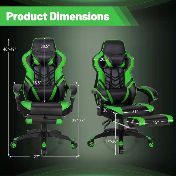 Costway Office Computer Desk Chair Gaming Chair Adjustable Swivel w/Footrest Black