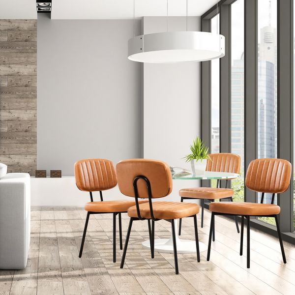 Bestier Armless Office Chairs, Mid-Century Modern Upholstered Living Room Accent Chairs with Faux Leather Cushion Seat