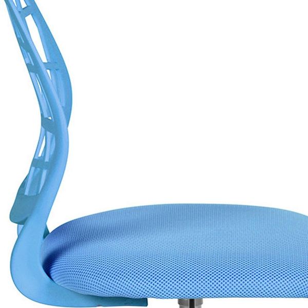 HomeRoots Blue and White Adjustable Height Swivel Rolling Office Chair