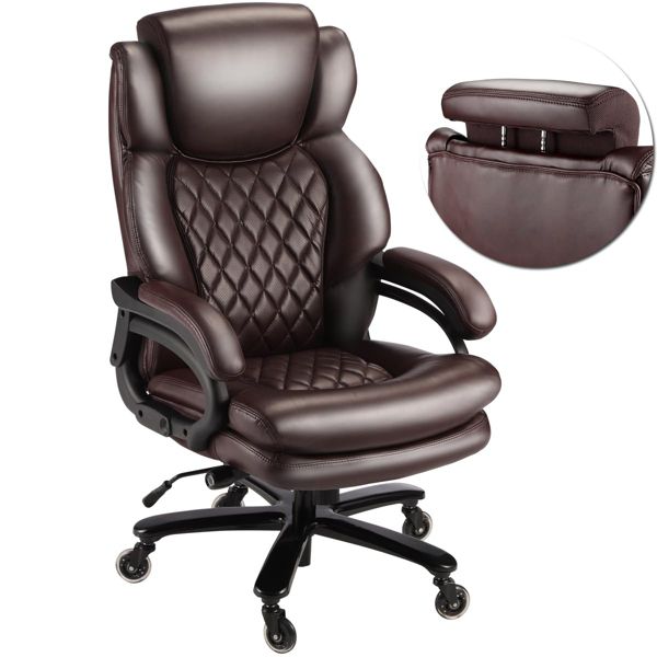 500lbs Big and Tall Office Chair forwith Wide Spring Seat Computer Desk Chair 360 Swivel Home Office Desk Chair-Black