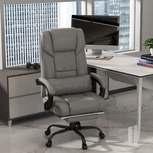 Vinsetto High Back Vibration Massage Office Chair with 6 Points, Height Adjustable Reclining Office Chair with Retractable Footrest and Remote, Brown