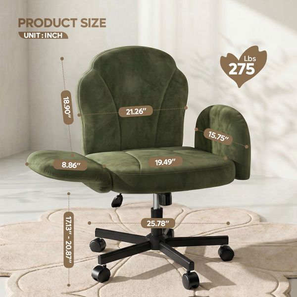 Bestier Criss Cross Chair Vanity Desk Chair with Foldable Armrests, Reclining Office Chair for Home Office, Makeup & Reading,Pet-Friendly, Beige