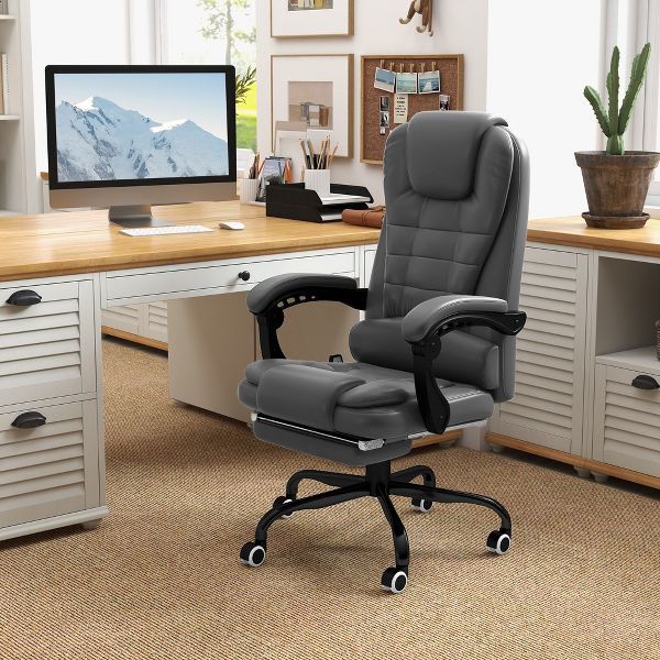 7-Point Vibrating Massage Office Chair High Back Executive Recliner with Lumbar Support, Footrest, Reclining Back, Adjustable Height