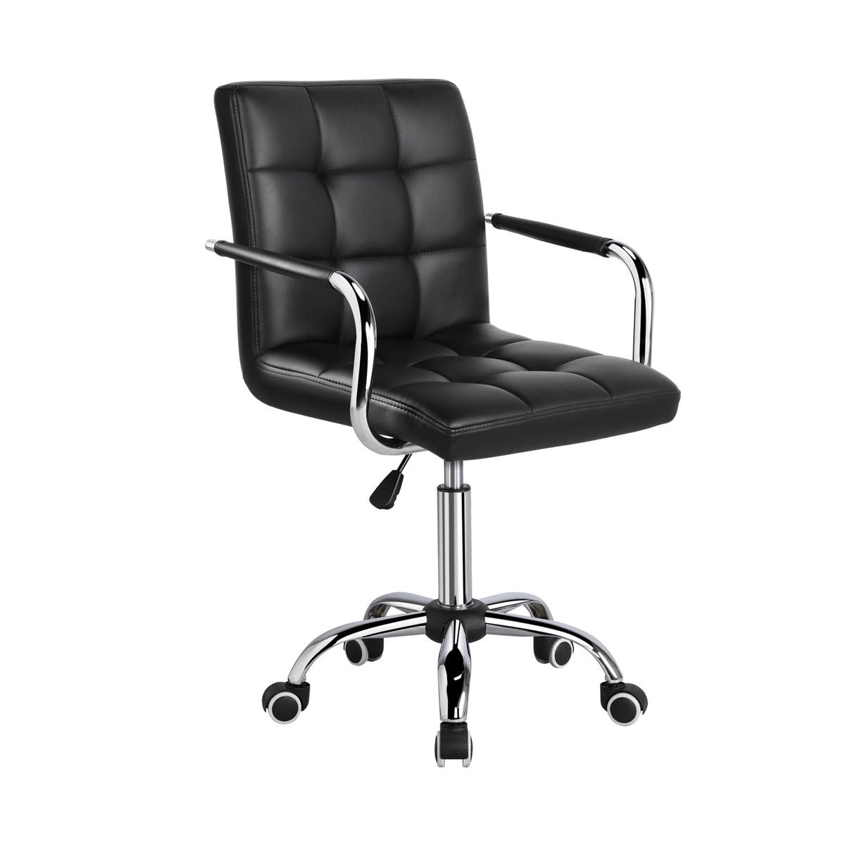 Yaheetech Modern Office Chair Height Adjustable Swivel Chair Mid Back PU Leather Chair, Black