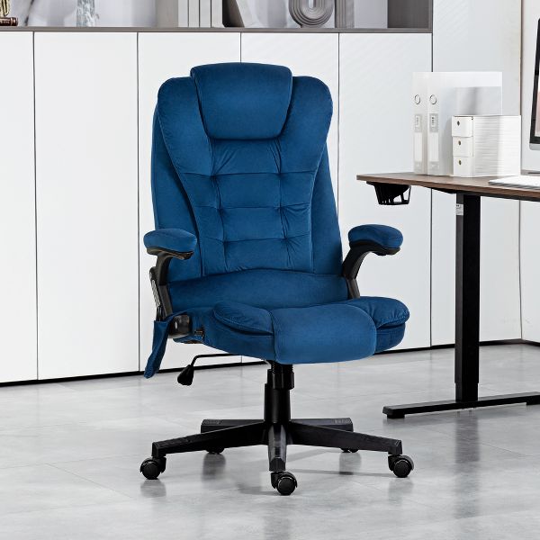 6 Point Executive Office Chair with Heat, Velvet High Back Vibrating Massage Office Chair