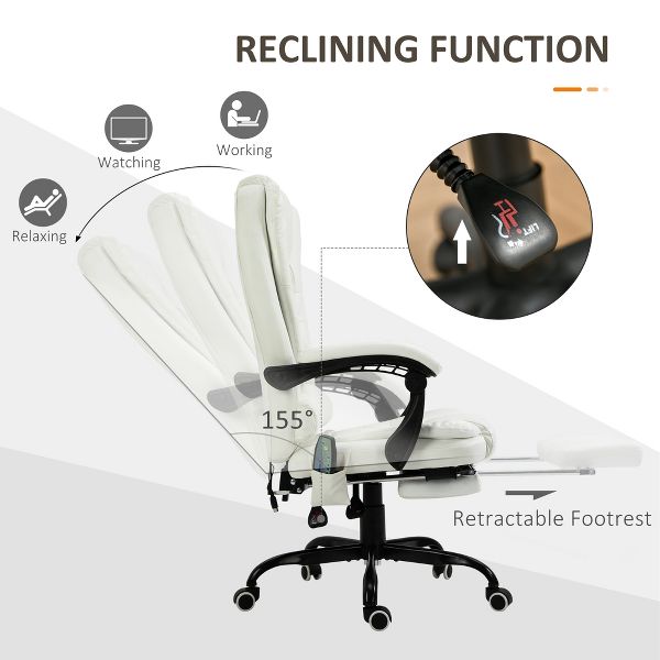 Vinsetto 7-Point Vibrating Massage Office Chair Computer Chair with Lumbar Support, Footrest, Reclining Back, Adjustable Height, Black
