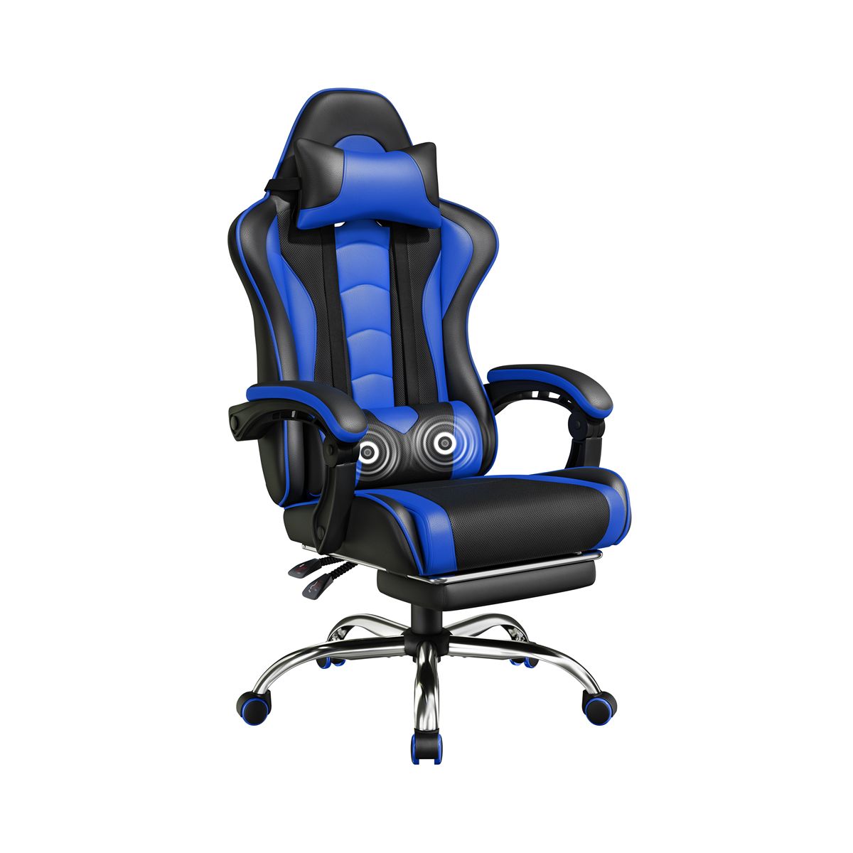 Yaheetech Adjustable Computer Chair with Footrest and Lumbar Support Black