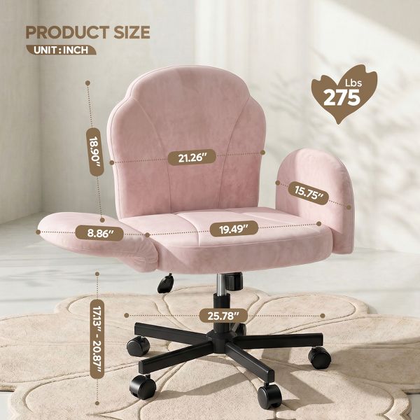 Bestier Criss Cross Chair Vanity Desk Chair with Foldable Armrests, Reclining Office Chair for Home Office, Makeup & Reading,Pet-Friendly, Beige