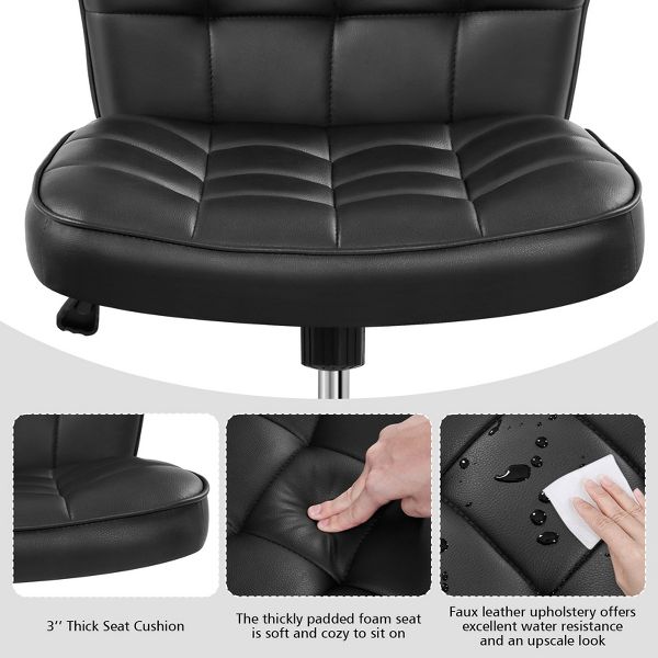 Yaheetech Modern Mid-back Office Chair Armless Desk Chair, Black