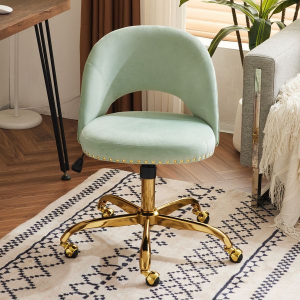 Karl Home | 23 inch Navy Blue Task Chair Office Desk Chair Make Up Chair With Wheels
