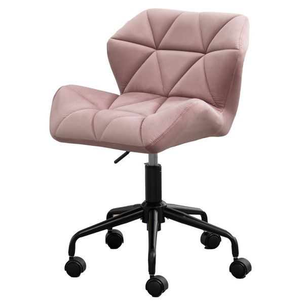 Homy Casa Adjustable Swivel Office Chair with Cushioned Velvet Seat for Home Office or Bedroom, Blue
