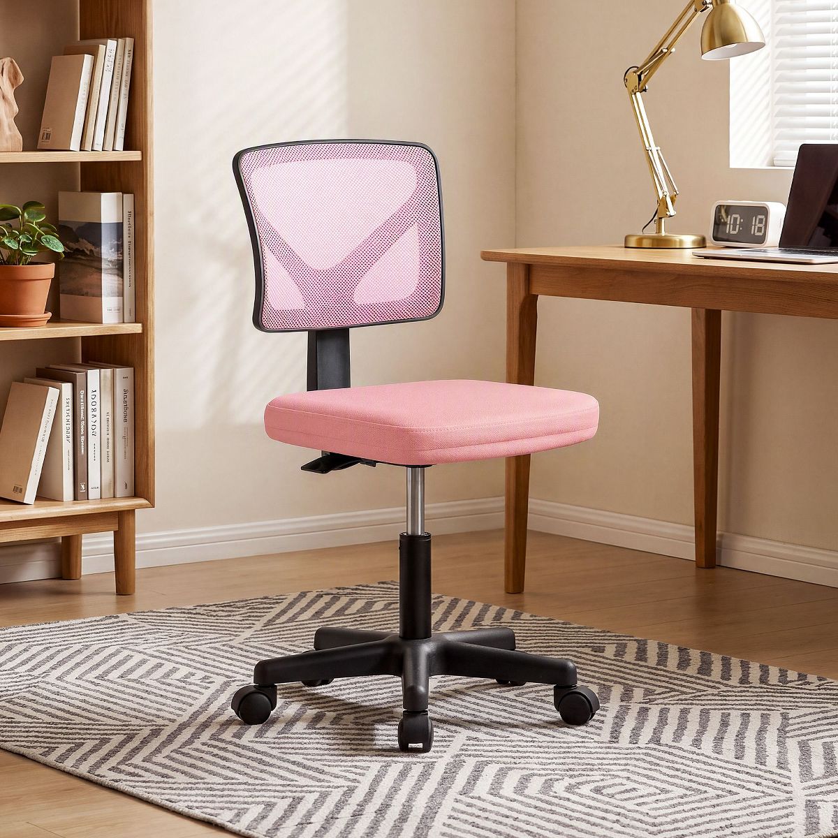 JIONJOY Armless Mesh Office Chair - Adjustable Height Rolling Desk Chair for Small Space, Dorm, Home Office | Black