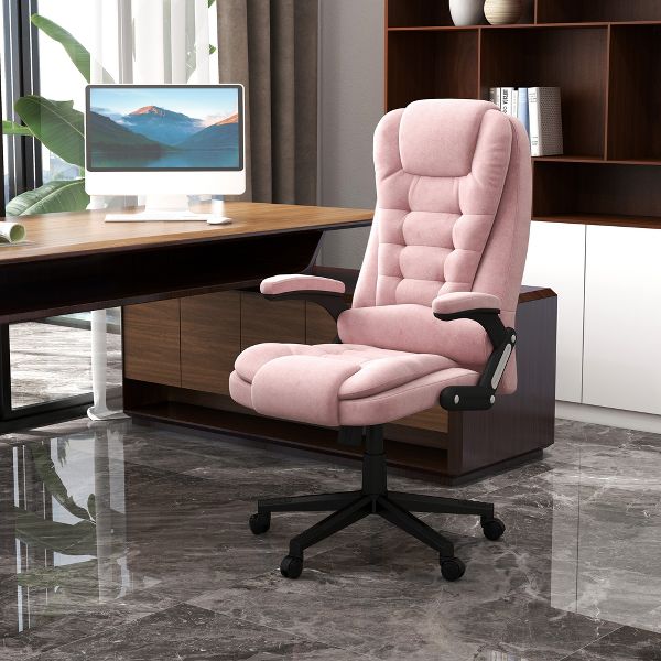 HOMCOM 6 Point Vibrating Massage Office Chair with Heat, Velvet High Back Executive Office Chair with Reclining Backrest, Armrests, Black