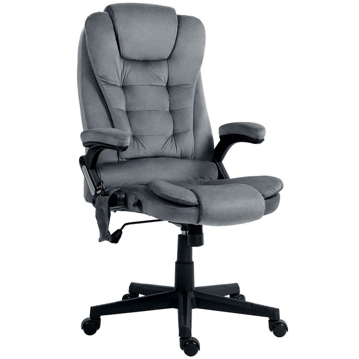 HOMCOM 6 Point Vibrating Massage Office Chair with Heat, Velvet High Back Executive Office Chair with Reclining Backrest, Armrests, Black
