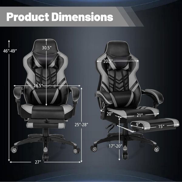 Costway Office Computer Desk Chair Gaming Chair Adjustable Swivel w/Footrest Black