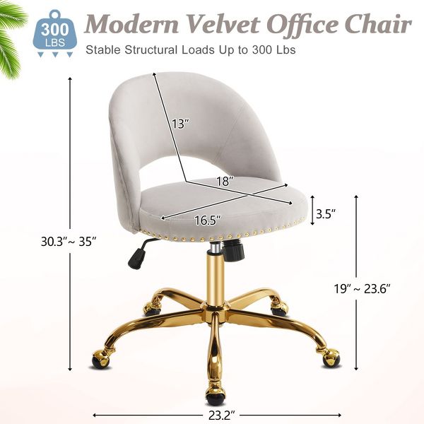 Karl Home | 23 inch Navy Blue Task Chair Office Desk Chair Make Up Chair With Wheels