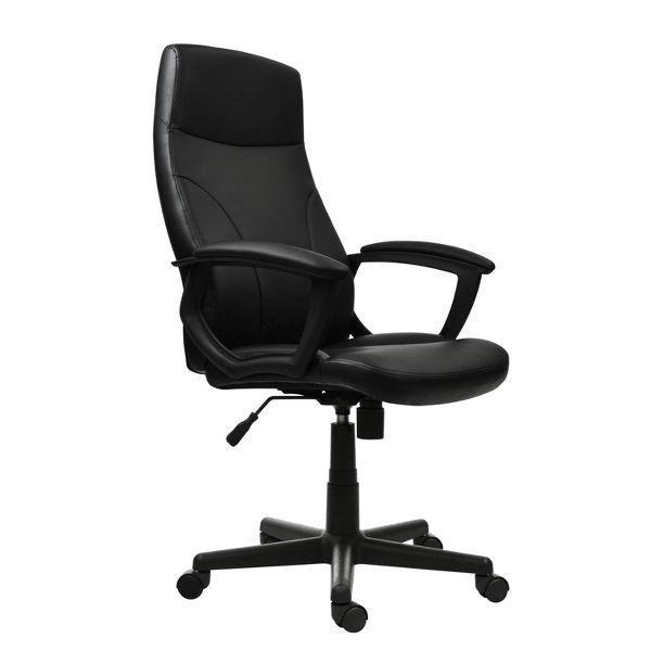 HomeRoots Black Adjustable Height Swivel Rolling Executive Office Chair