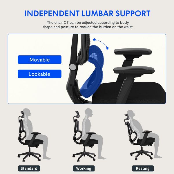 FlexiSpot C7-Foam Seat Ergonomic Office Chair – Adjustable Lumbar Support, Tilt Recline, 4D Armrests, Mesh or Foam Seat, Home & Office Desk Chair.