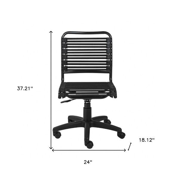 HomeRoots Black Adjustable Swivel Bungee Rolling Office Chair