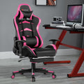 Costway Massage Gaming Chair Reclining Swivel Racing Office Chair with Footrest Pink