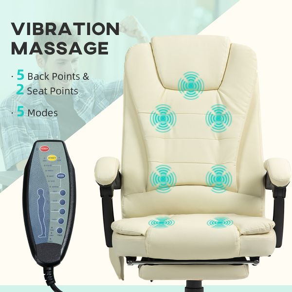 Vinsetto 7-Point Vibrating Massage Office Chair Computer Chair with Lumbar Support, Footrest, Reclining Back, Adjustable Height, Black