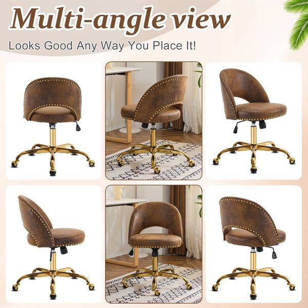 Karl Home | 23 inch Navy Blue Task Chair Office Desk Chair Make Up Chair With Wheels