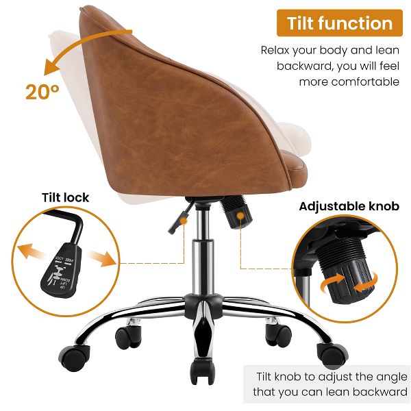 Yaheetech Velvet Desk Chair for Home Office, Soft Height Adjustable 360° Swivel Computer Chair, Gray