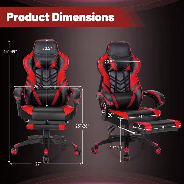 Costway Office Computer Desk Chair Gaming Chair Adjustable Swivel w/Footrest Black