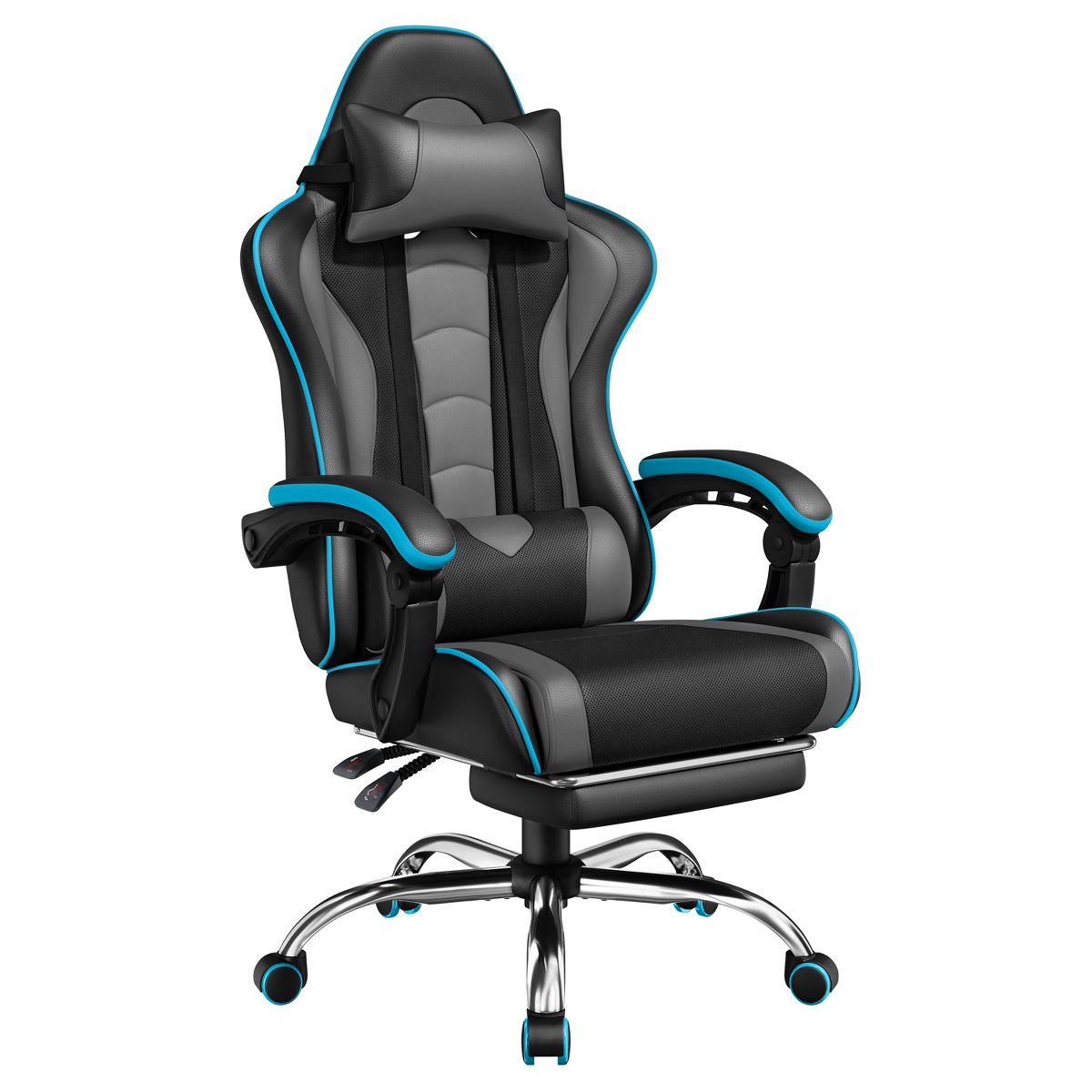 Yaheetech Adjustable Computer Chair with Footrest and Lumbar Support Black