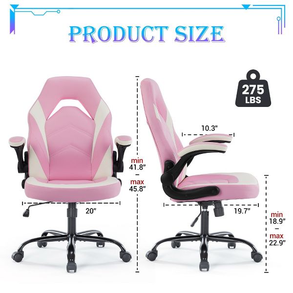 JIONJOY Ultimate Gaming Chair: Ergonomic, PU Leather, Executive Desk Chair with Flip-up Armrests | Black
