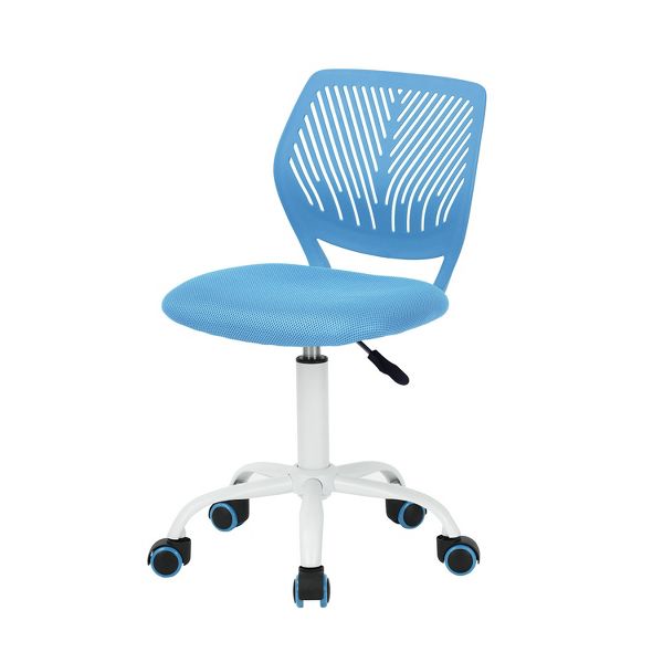 HomeRoots Blue and White Adjustable Height Swivel Rolling Office Chair