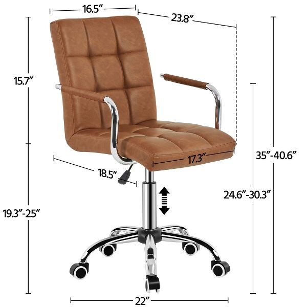 Yaheetech Modern Office Chair Height Adjustable Swivel Chair Mid Back PU Leather Chair, Black