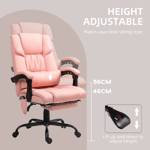 Vinsetto High Back Vibration Massage Office Chair with 6 Points, Height Adjustable Reclining Office Chair with Retractable Footrest and Remote, Brown