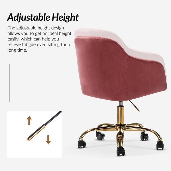 Alex Velvet Height-adjustable Swivel Task Office Chair with Channel-tufted Back and Gold Metal Base | Karat Home - Black