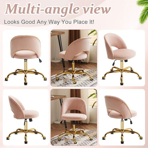 Karl Home | 23 inch Navy Blue Task Chair Office Desk Chair Make Up Chair With Wheels