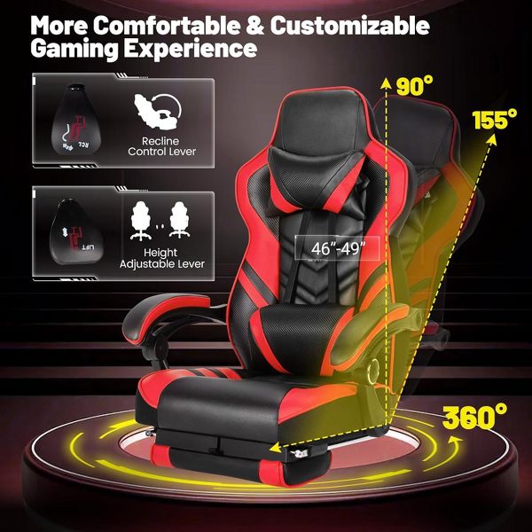 Costway Office Computer Desk Chair Gaming Chair Adjustable Swivel w/Footrest Black