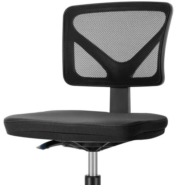 Black Low-Back Mesh Armless Swivel Office Chair, 16.50 x 17.90 x 34.80 inch