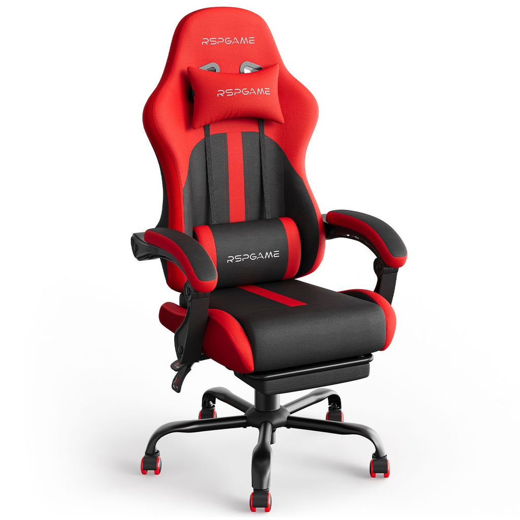 RSPGAME Basic Ergonomic Gaming Chairs for Adults, PU Leather Office Chairs with Lumbar Support, Pocket Spring Cushion and Retractable Footrest