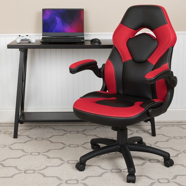 Flash Furniture X10 Gaming Chair, Racing Ergonomic Office Chair, Height Adjustable Swivel Computer Chair w/ Flip-Up Arms, Camouflage/Black LeatherSoft