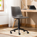 360° Swivel Gray Faux Leather Office Chair, Air Lift Adjustable Desk Chair, Seating for Work, 18"-21" Seat Height-Panipeachy